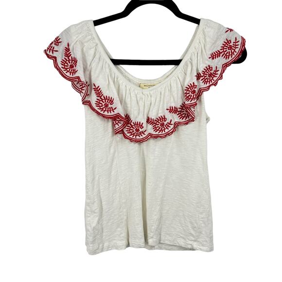 Anthropologie Moulinette Soeurs Ruffle Embroidered V-Neck Tank Top XS Boho - Picture 1 of 6